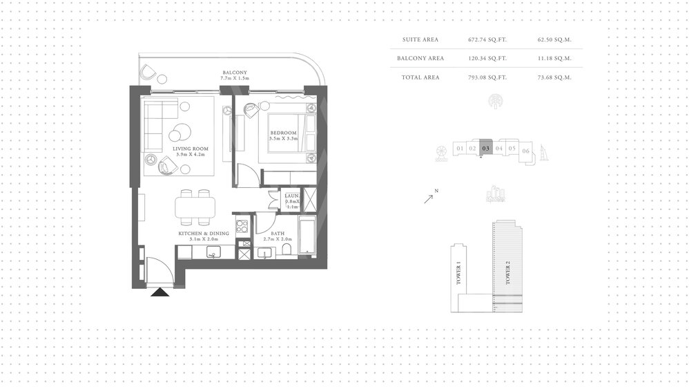 Immobilie kaufen - 1 Zimmer - Emaar Beachfront, VAE – Bild 15