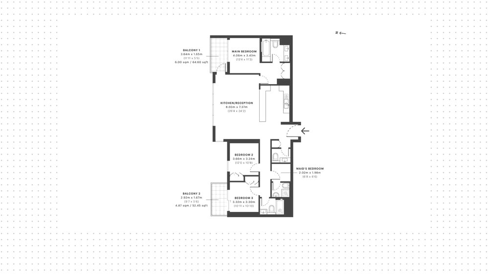 Купить трехкомнатную квартиру в ОАЭ - изображение 1