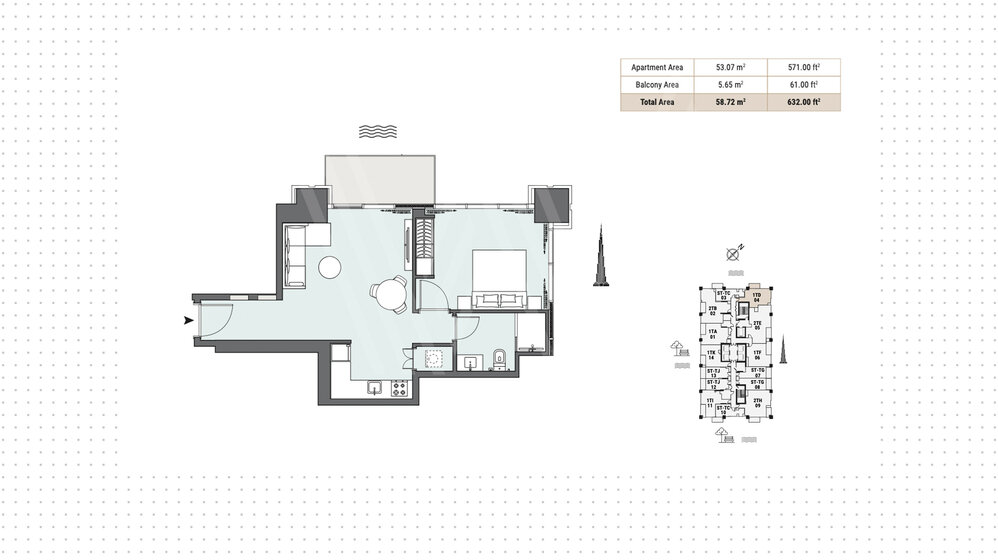 Compre 1411 apartamentos  - 1 habitación - EAU — imagen 10