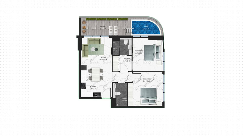 Immobilie kaufen - 2 Zimmer - City of Dubai, VAE – Bild 13