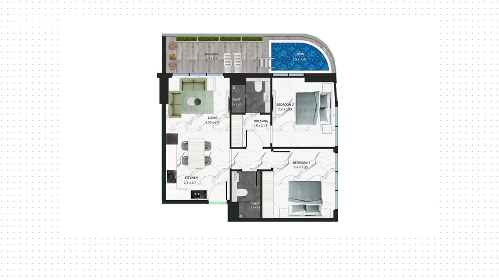 Апартаменты на продажу - Дубай - Купить за 439 800 $ - изображение 1