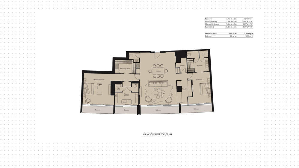 Immobilie kaufen - 2 Zimmer - Palm Jumeirah, VAE – Bild 1