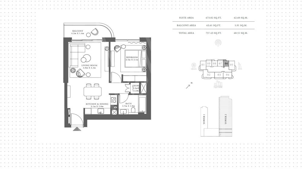 Immobilie kaufen - 1 Zimmer - Emaar Beachfront, VAE – Bild 5