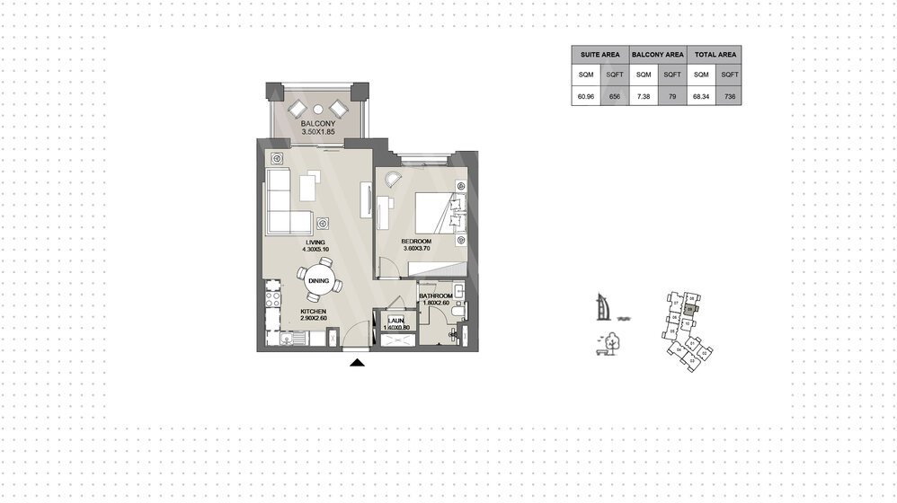Immobilie kaufen - 1 Zimmer - Madinat Jumeirah Living, VAE – Bild 9