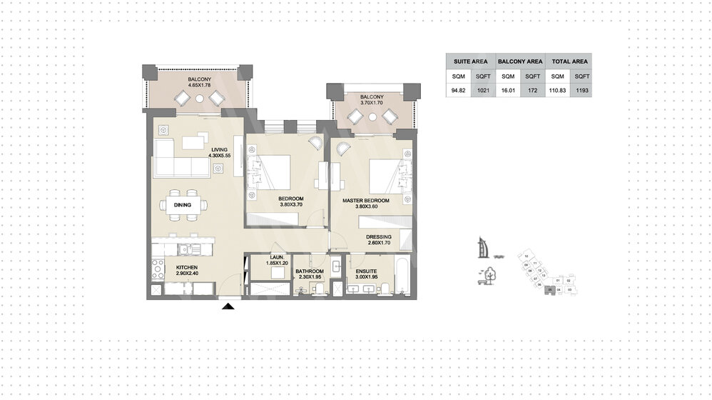 Immobilie kaufen - 2 Zimmer - Madinat Jumeirah Living, VAE – Bild 7