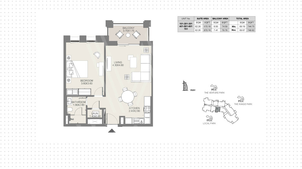 Immobilie kaufen - 1 Zimmer - Madinat Jumeirah Living, VAE – Bild 12