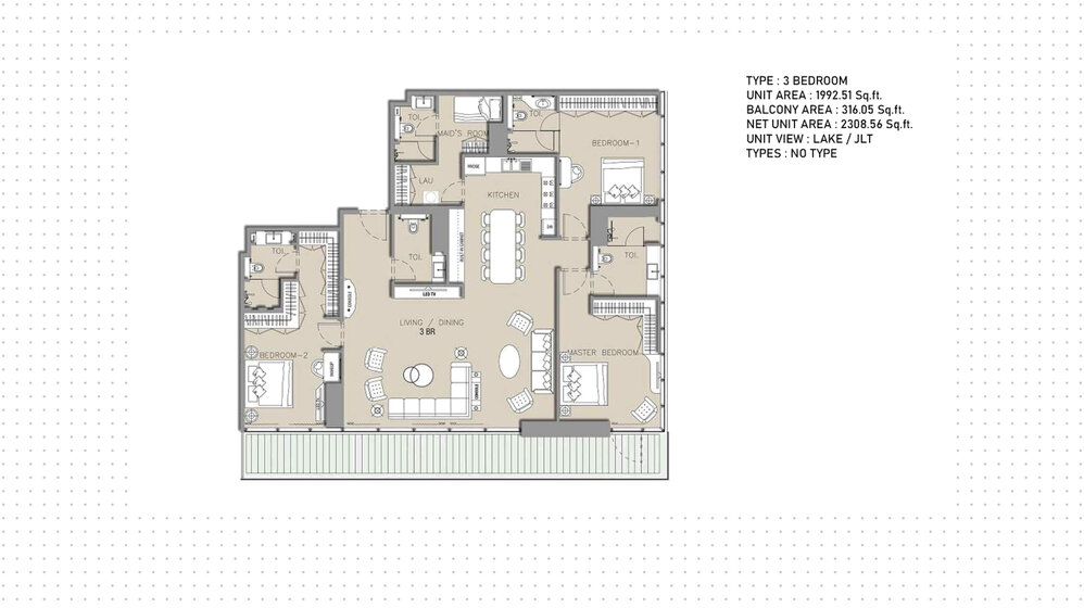 Immobilie kaufen - 3 Zimmer - Jumeirah Lake Towers, VAE – Bild 23