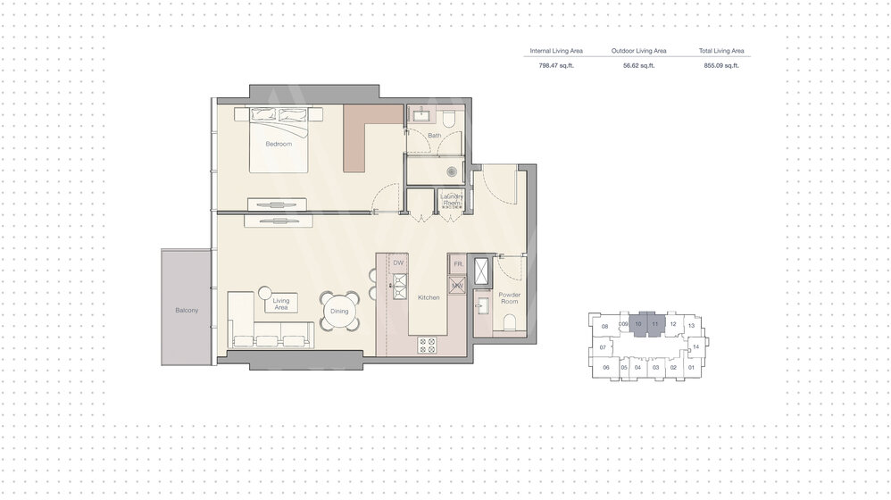 Compre 1184 apartamentos  - 1 habitación - Dubai, EAU — imagen 1