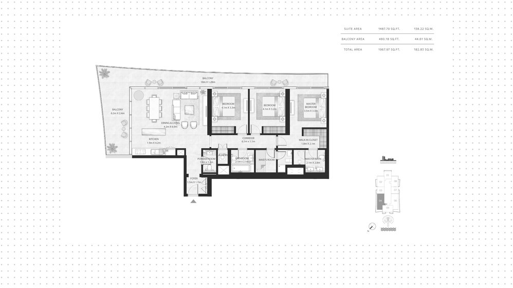 Immobilie kaufen - 3 Zimmer - Emaar Beachfront, VAE – Bild 1
