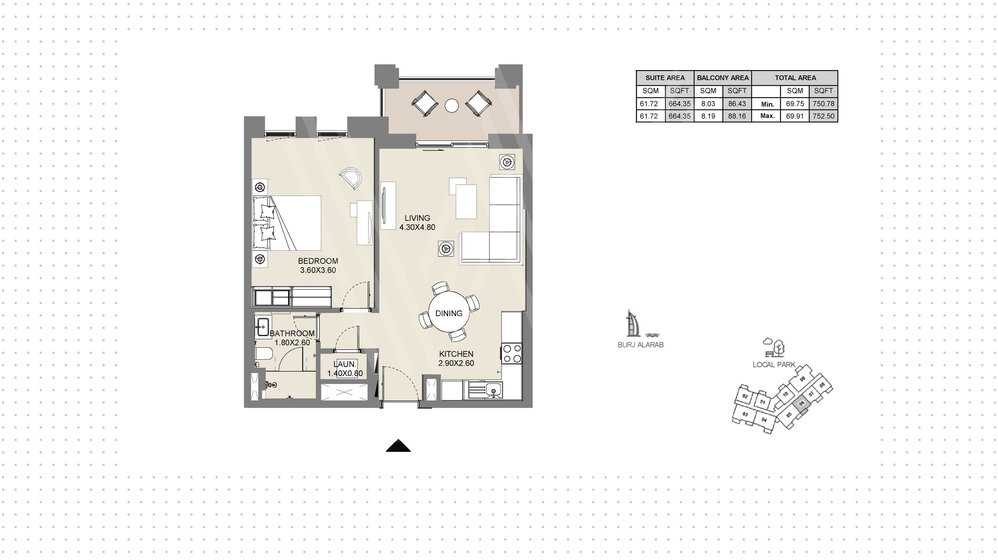 Immobilie kaufen - 2 Zimmer - Madinat Jumeirah Living, VAE – Bild 1