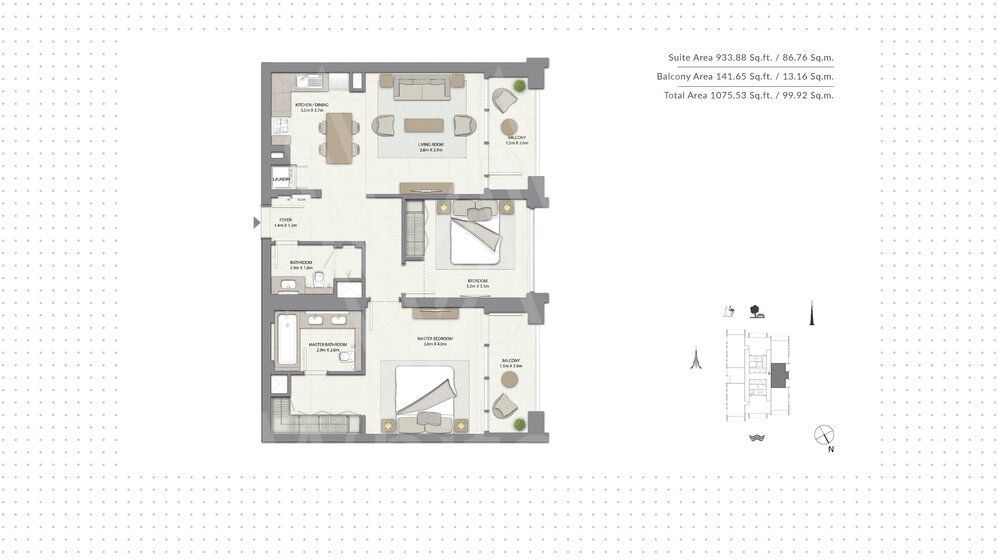 Immobilie kaufen - 2 Zimmer - Dubai, VAE – Bild 1