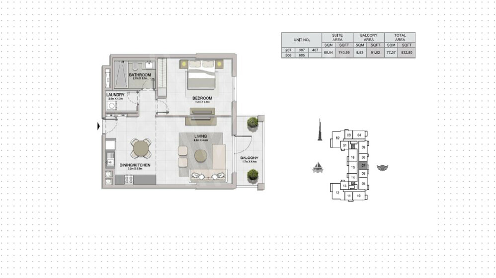 Compre 24 apartamentos  - 1 habitación - Port De La Mer, EAU — imagen 14