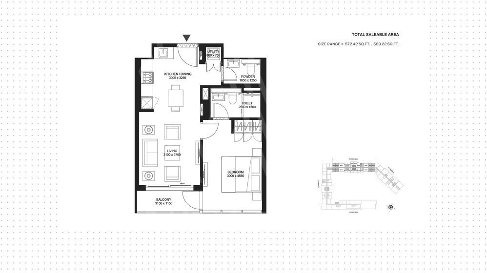 Купить 127 апартаментов - 1 комнатные - MBR City, ОАЭ - изображение 1